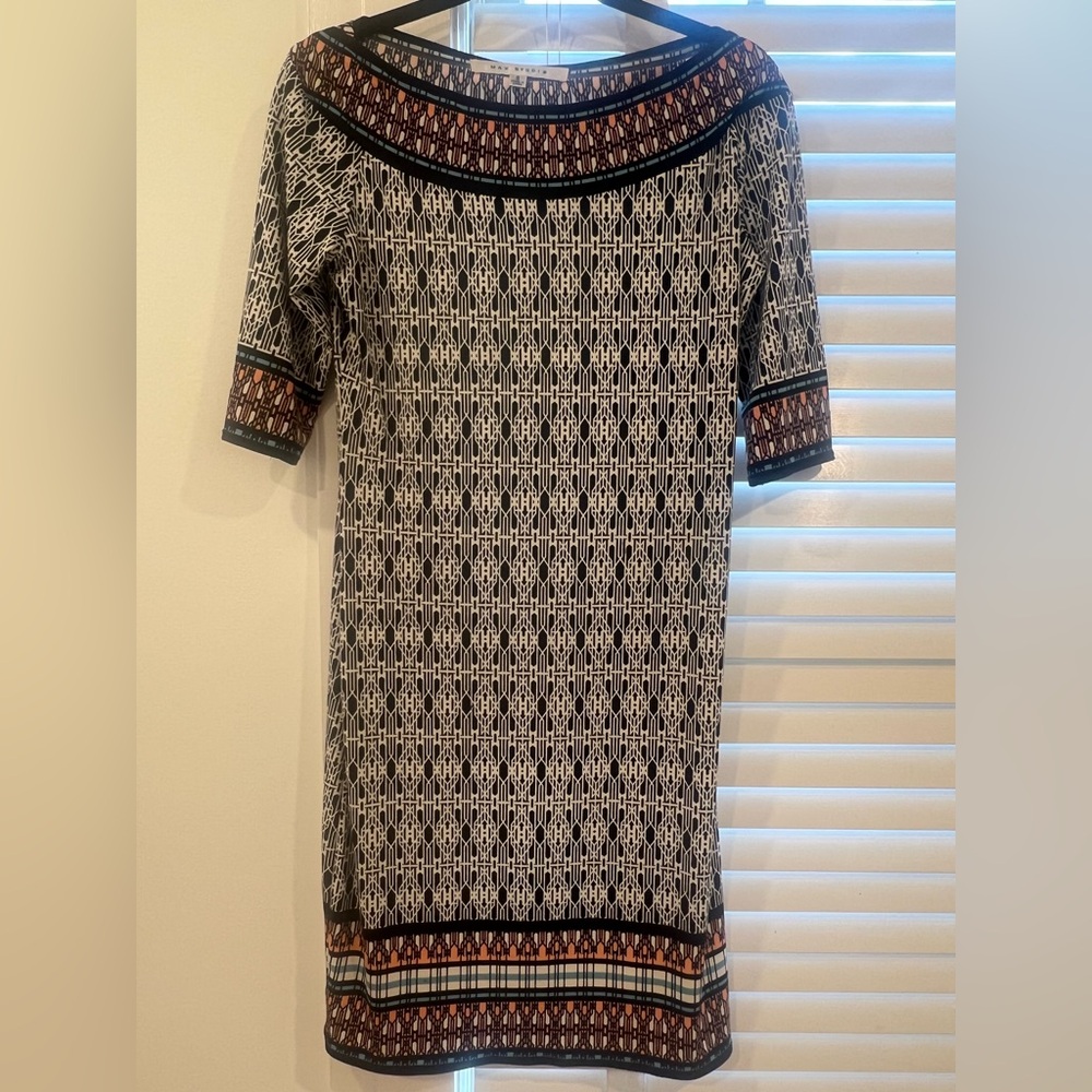 Max Studio Geometric Navy and White Dress